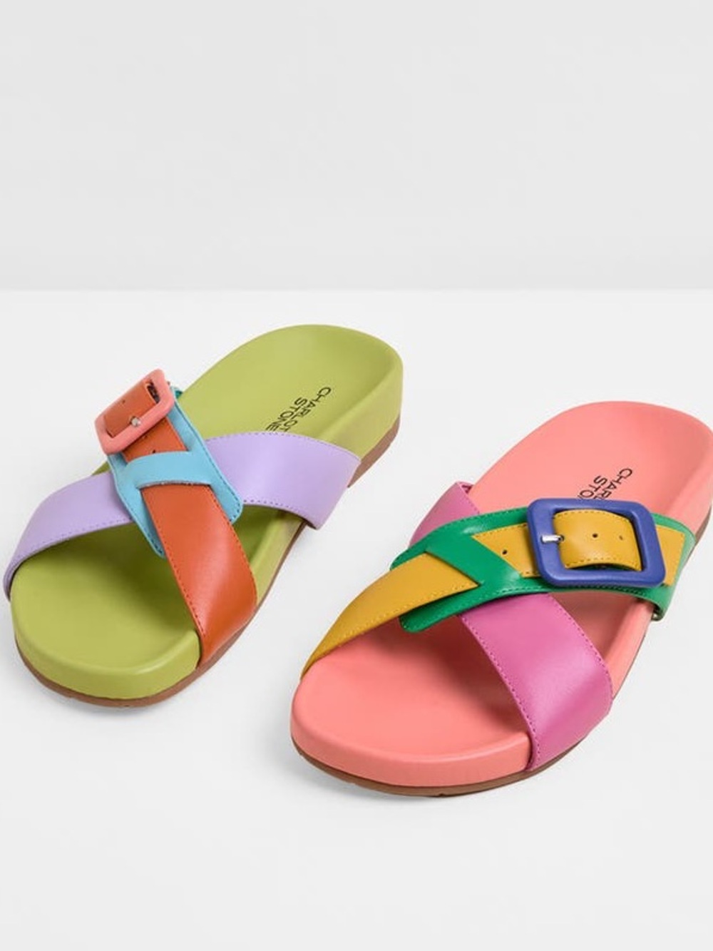 Charlotte Stone Mismatch Crossover Solimar Multicolored Slide Sandal size 8